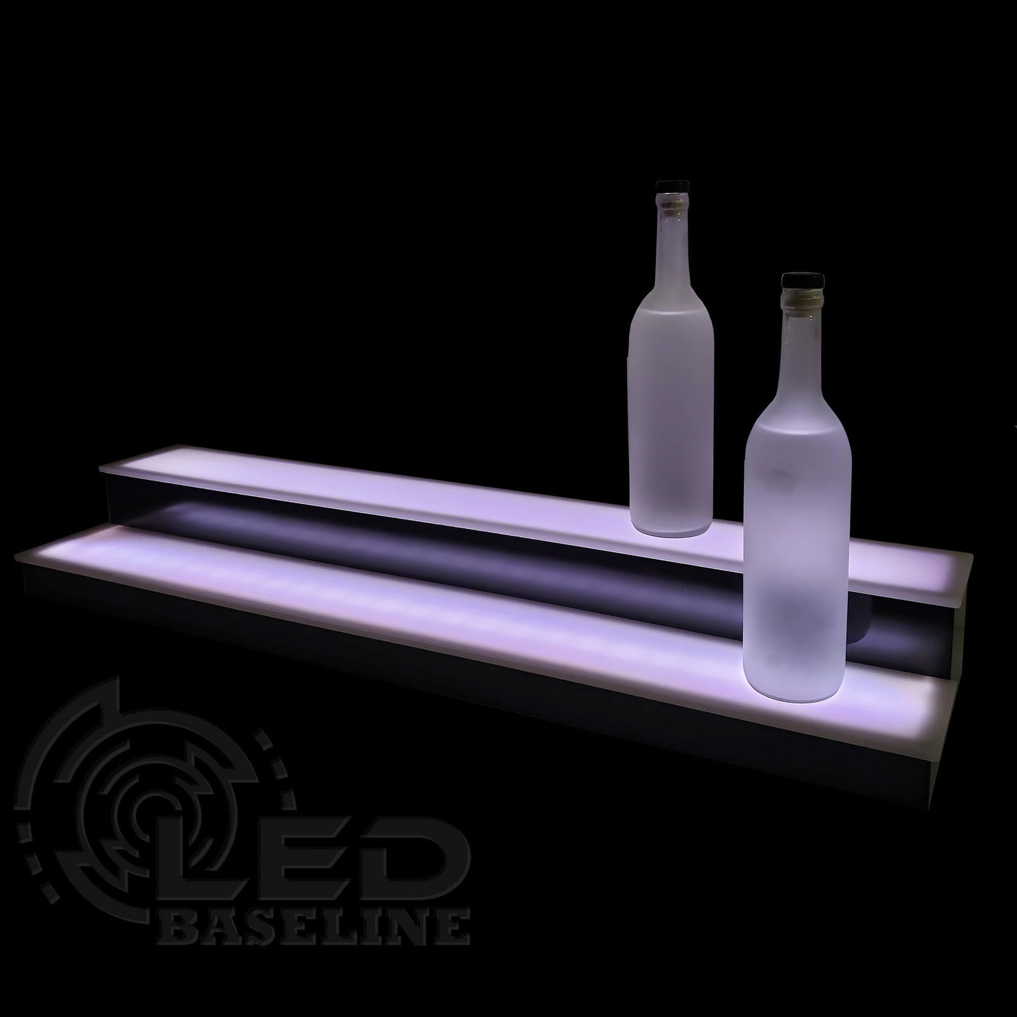 34" 3 Step Tier LED Lighted Shelves Illuminated Liquor Bottle Display Ship for sale online 
