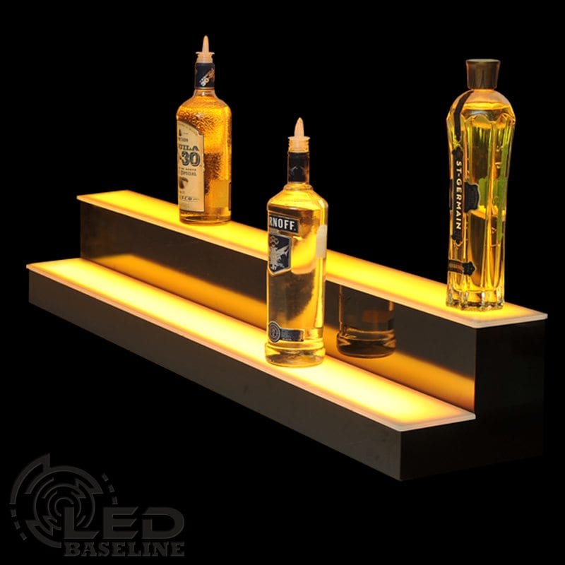 Display Shelving Lighted Liquor Bottle Shelf 60/" LED BAR SHELVES Two Steps