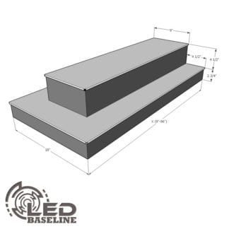 2 Tier 3 Sided Island LED Display Shelf