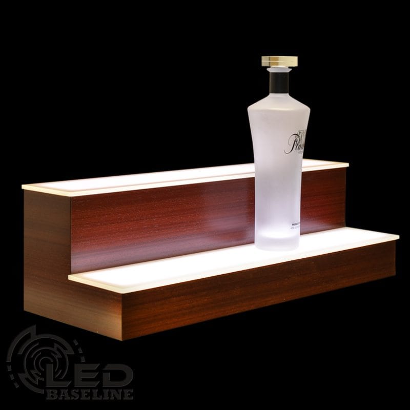 40" 2 Step Tier LED Lighted Back Bar Glowing Liquor Bottle Display Shelf Stand 