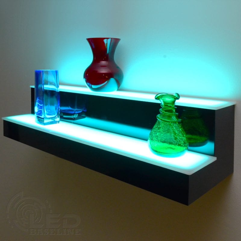 2 Tier LED Floating Shelf  LED Lighted Floating Shelves