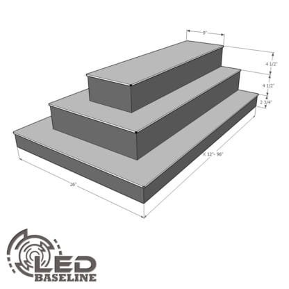 3 Tier 3 Sided Island LED Display Shelf