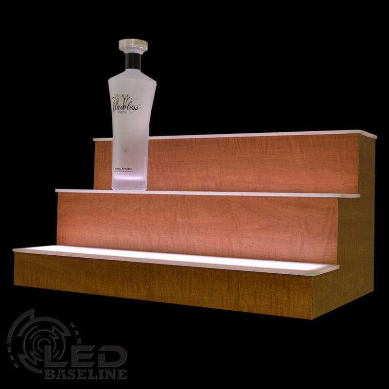 3 Step LED Display Shelf, Lighted Bar Shelves