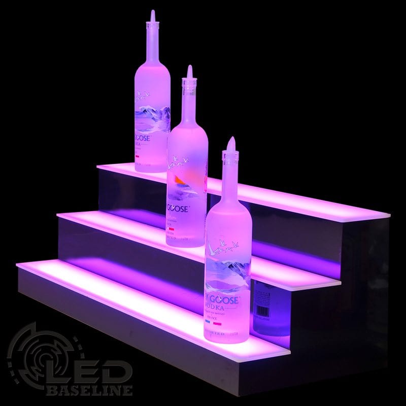 50" LED BOTTLE BAR RACK SHELF Glass Display Two Steps Color Changing Lights 