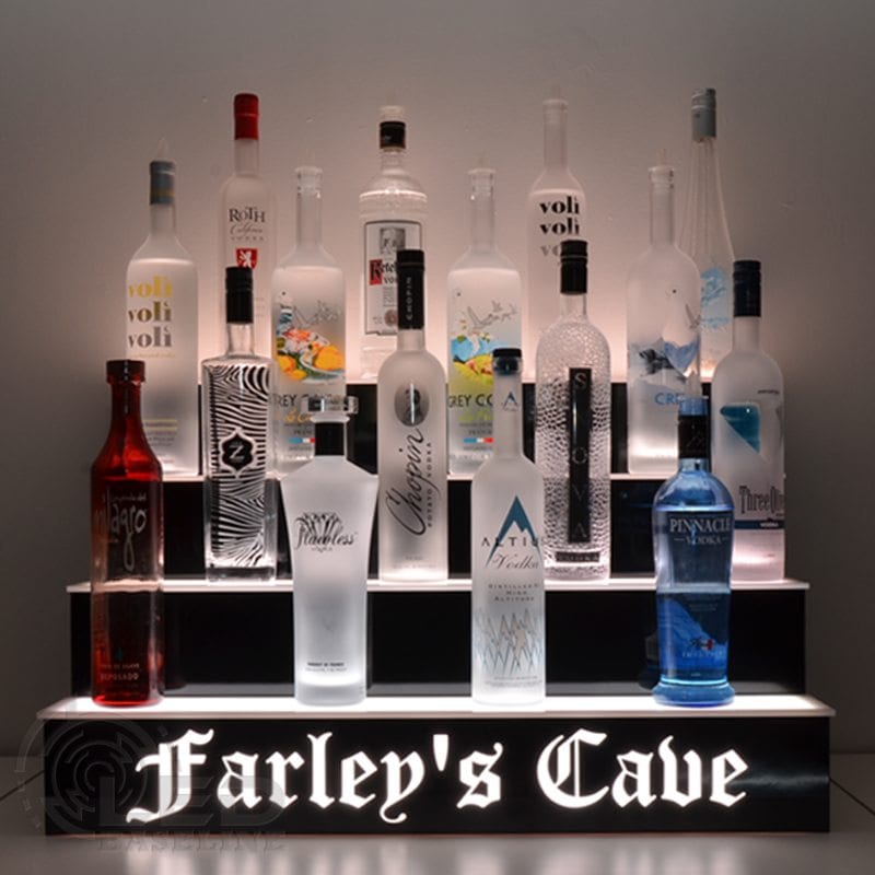 Lighted Bar Shelf Four Steps 74" LED BAR SHELVES Liquor Bottle Display Rack 