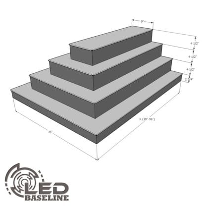 4 Tier 3 Sided Island LED Display Shelf