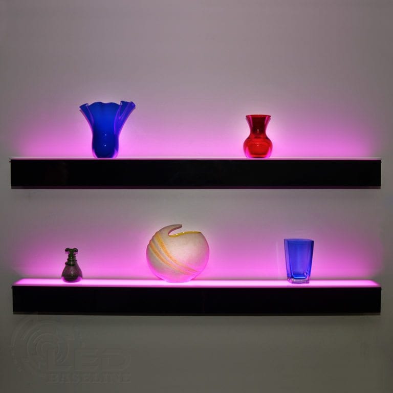 1 Tier LED Floating Shelf LED Lighted Floating Bar Shelves Wall Mount