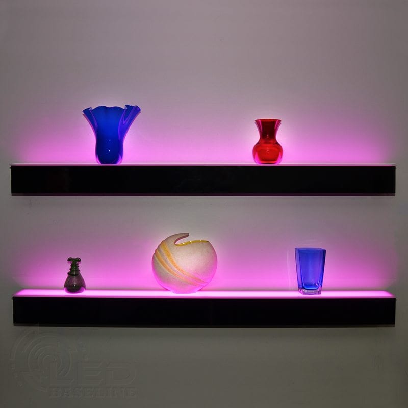 1 Tier LED Floating Shelf, LED Lighted Floating Bar Shelves