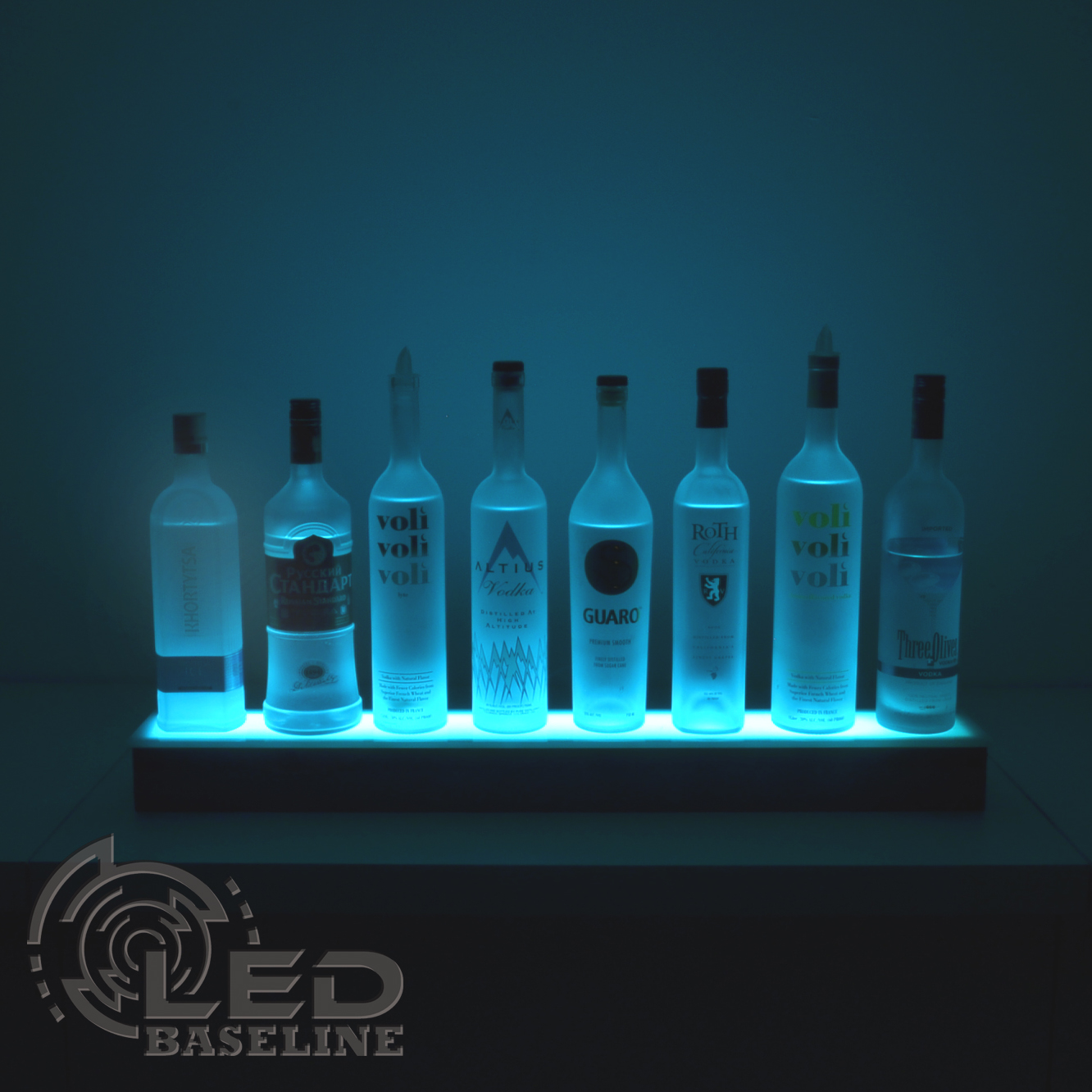 LED Lit Acrylic Bottle Display 4ft 1in Shelf 