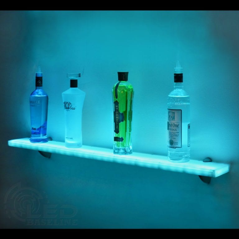 Acrylic LED Floating Shelf Home Bar Shelves w/ LED Lighting