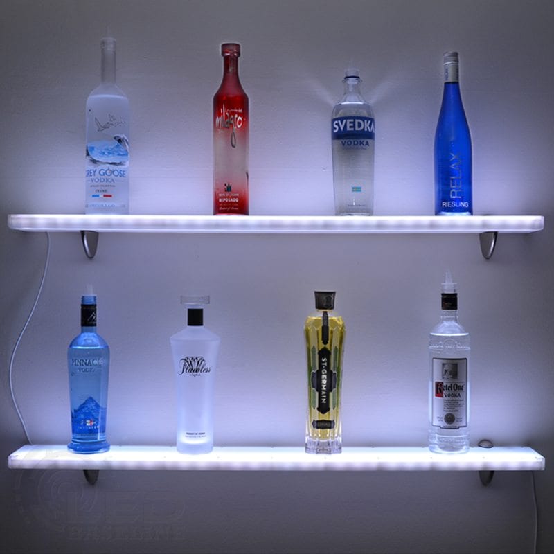 Acrylic LED Floating Shelf | Home Bar Shelves w/ LED Lighting