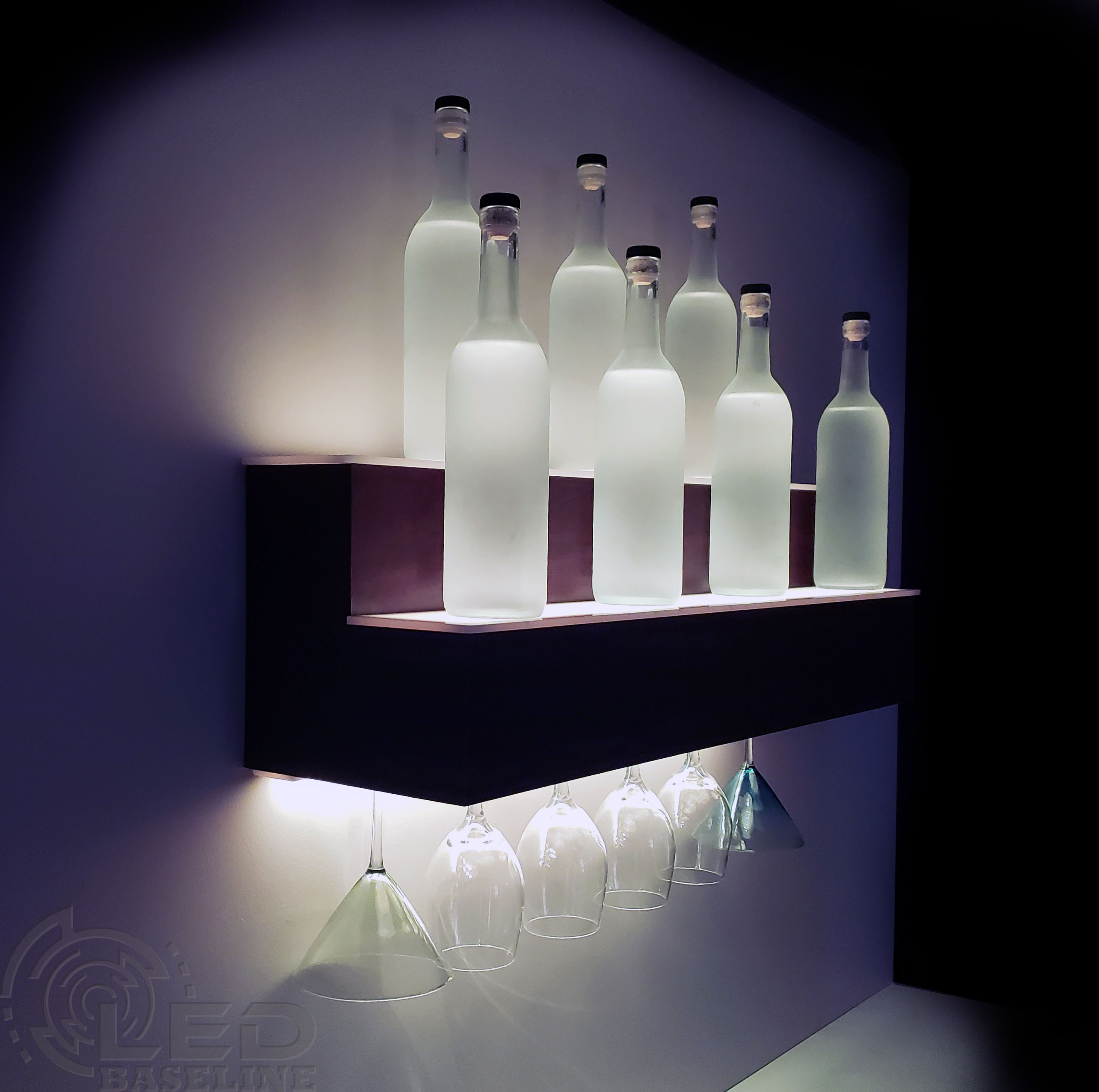 2 Tier LED Display Shelf | LED Lighted Bar Shelf | Bottle Display Shelf