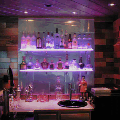 Wall Shelf Mounted on Mirror with purple light