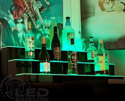 16" 3 Tier LED Lighted  Liquor Display Shelf Cherry Finish 